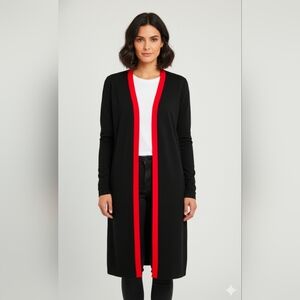Adrienne Vittadini Vintage Long Black Cardigan Jacket Size Medium
